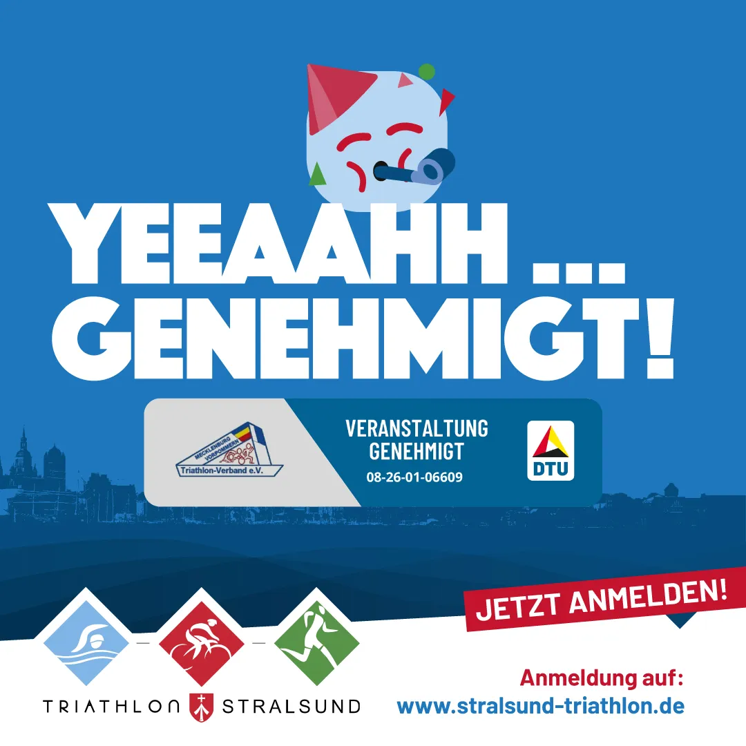 Ein Sportler des Triathlon Stralsund startet mit einem Lauf ins Wasser und symbolisiert damit den Anmeldestart für das Jahr 2025.
